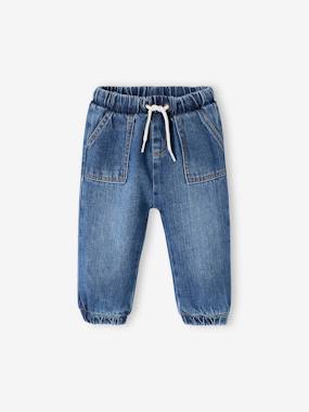 Joggers-Style Denim Trousers for Babies  - vertbaudet enfant
