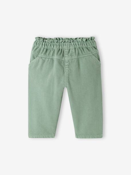 Twill Trousers, Elasticated Waistband, for Babies green - vertbaudet enfant 
