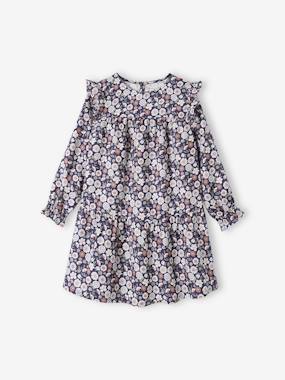 Frilly Dress with Floral Print for Girls  - vertbaudet enfant