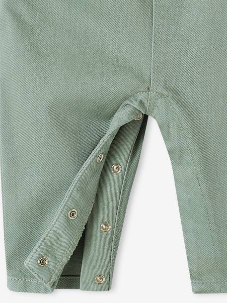Twill Dungarees with Ruffles, for Babies lilac+sage green - vertbaudet enfant 