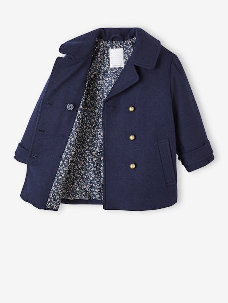 Manteau officier en drap de laine fille marine - vertbaudet enfant 
