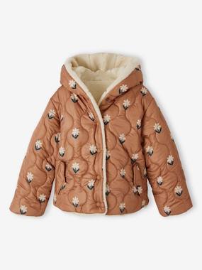 Reversible Padded Jacket with Hood, in Sherpa or Quilted, for Girls  - vertbaudet enfant