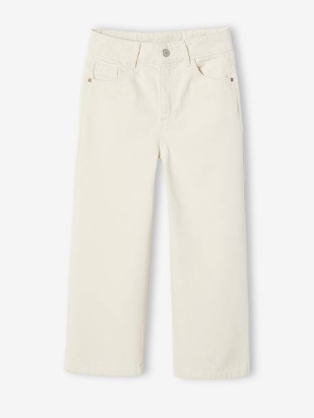 Pantalon fille large écru+rose bonbon - vertbaudet enfant 