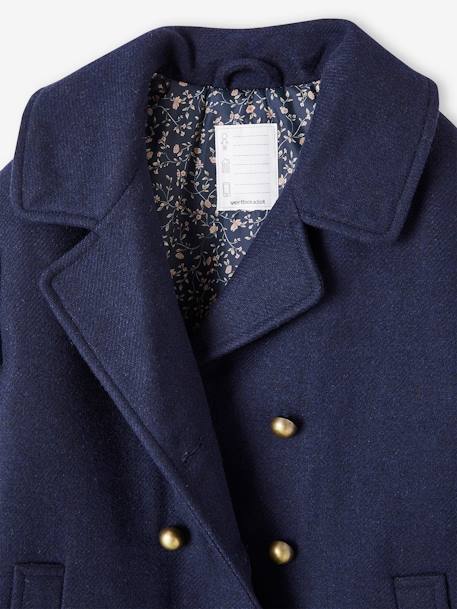 Officer's Coat in Woollen Cloth for Girls navy blue - vertbaudet enfant 