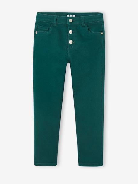 WIDE Hip, Mom Fit MorphologiK Trousers, for Girls ecru+fir green+ink blue+peach+rosy - vertbaudet enfant 