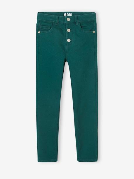 NARROW Hip, Mom Fit MorphologiK Trousers,for Girls ecru+fir green+ink blue+peach+rosy - vertbaudet enfant 