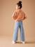 Jean fille large bas effiloché denim bleached+gris+stone - vertbaudet enfant 