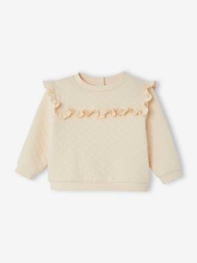 -Quilted Sweatshirt with Ruffles for Babies