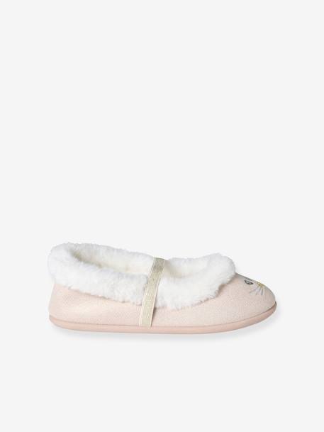 Chaussons ballerines élastiqués fourrés enfant or - vertbaudet enfant 