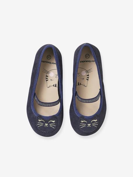 Garderobe Sow dybtgående Leather Ballerina Pumps with Glitter for Girls, Designed for Autonomy -  navy blue, Shoes