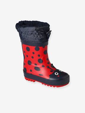 Printed Natural Rubber Wellies with Fur Lining, for Babies  - vertbaudet enfant