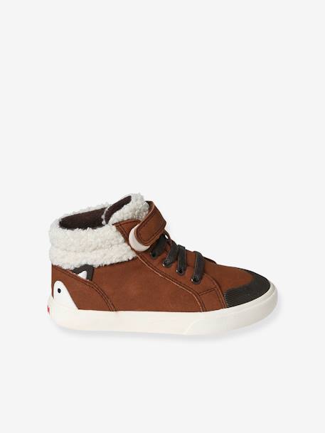 Baskets enfant garçon synthétique à scratchs et lacets élastiqués marron - vertbaudet enfant 