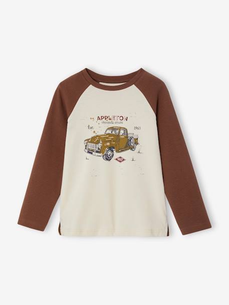 Tee-shirt nid d'abeille voiture garçon manches longues raglan Moka - vertbaudet enfant 