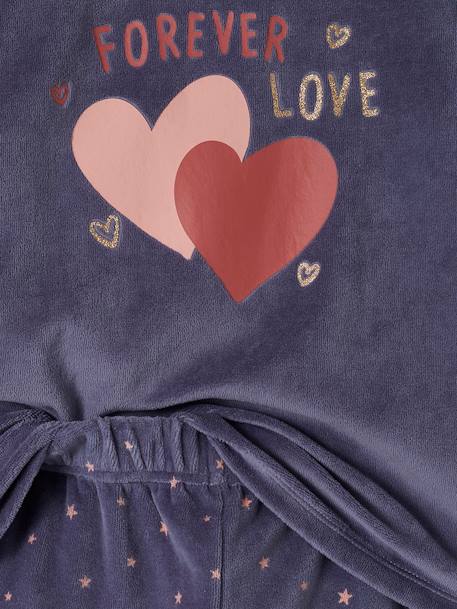 Pack of 2 'Love' Pyjamas in Velour for Girls old rose - vertbaudet enfant 
