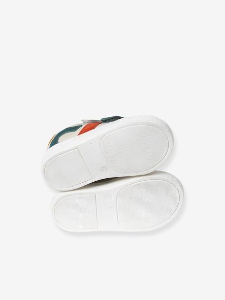 Hook&Loop Leather Trainers for Babies ecru+set white - vertbaudet enfant 