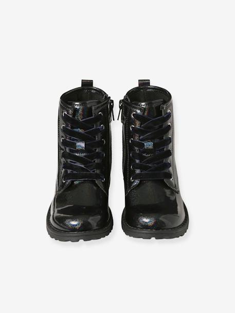 Patent Boots with Laces & Zip, for Girls black+printed black - vertbaudet enfant 