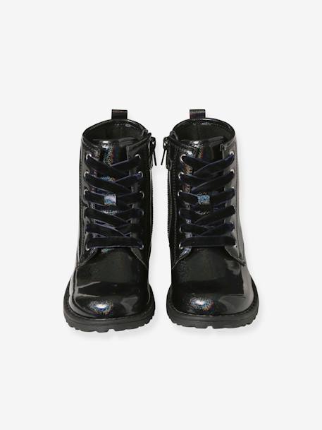 Patent Boots with Laces & Zip, for Girls black - vertbaudet enfant 