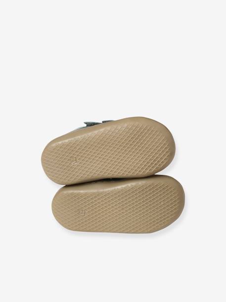 Pram Shoes in Soft Leather, Lined in Fur, for Babies, Designed for Crawling green - vertbaudet enfant 