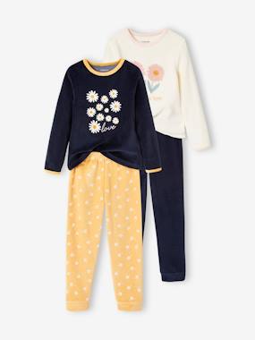 Pyjamas with Hearts & Bisou Print for Girls - ecru