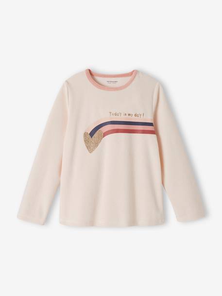 Pack of 2 'Love' Pyjamas in Velour for Girls old rose - vertbaudet enfant 