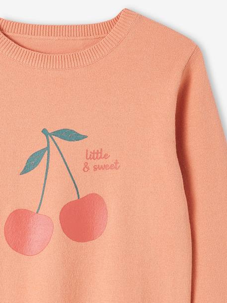 Top with Message & Iridescent Inscription in Relief, for Girls apricot+BLUE MEDIUM SOLID WITH DESIGN+BROWN LIGHT SOLID WITH DESIGN+GREEN DARK SOLID WITH DESIGN - vertbaudet enfant 