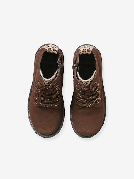Leather Boots with Laces & Zip for Girls, Designed for Autonomy brown - vertbaudet enfant 
