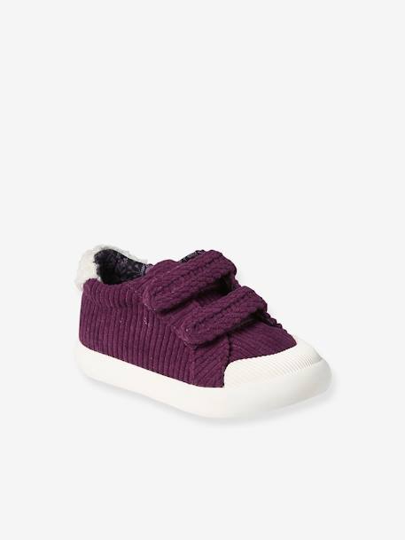 Fabric Trainers with Hook-&-Loop Straps for Babies raspberry pink - vertbaudet enfant 