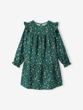 Frilly Dress with Floral Print for Girls  - vertbaudet enfant
