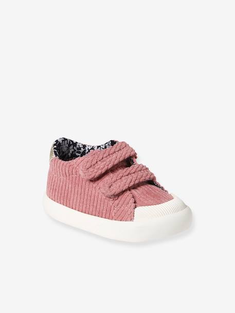 Baskets bébé fille textile scratchées marine+vieux rose - vertbaudet enfant 