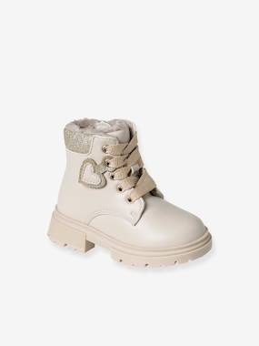 Shoes-Baby Footwear-Baby Girl Walking-Ankle boots & boots -Fur-lined Boots with Zip & Laces, for Babies