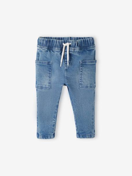 Denim Trousers with Elasticated Waistband for Babies Dark Blue+double stone - vertbaudet enfant 