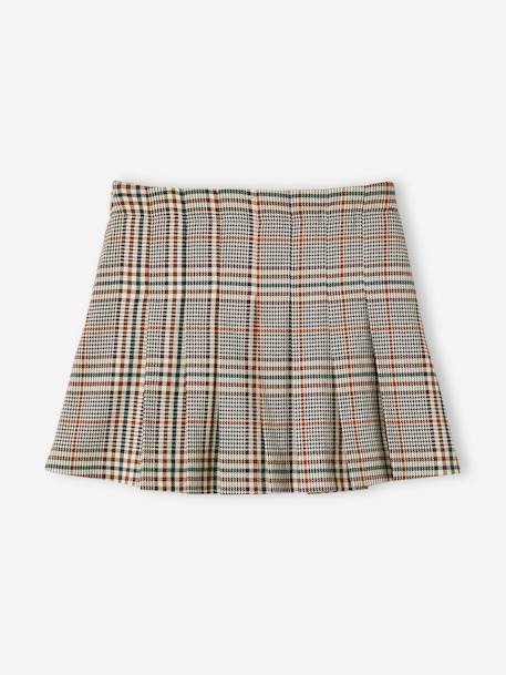 Pleated Skirt for Girls brown+navy blue - vertbaudet enfant 