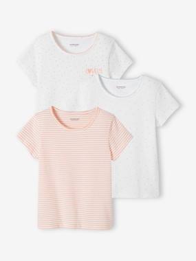 Pack of 3 Short Sleeve Fancy T-Shirts for Girls, Basics  - vertbaudet enfant