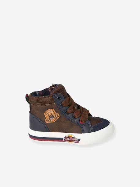 High-Top Trainers with Laces & Zips for Babies brown - vertbaudet enfant 