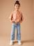 Jean fille large bas effiloché denim bleached+gris+stone - vertbaudet enfant 