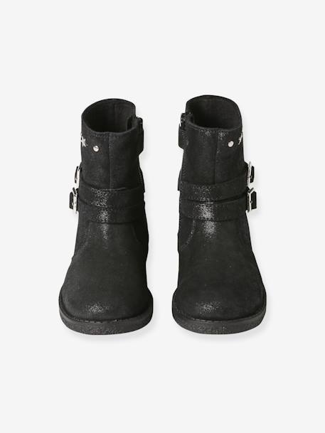 Boots en cuir fille collection maternelle noir - vertbaudet enfant 