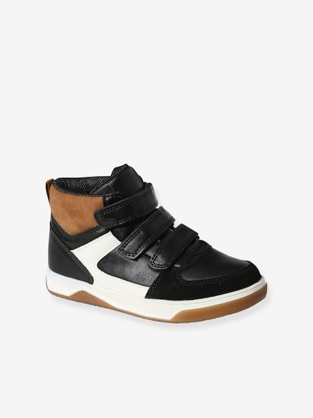 Baskets enfant garçon synthétique montantes à scratchs noir - vertbaudet enfant 