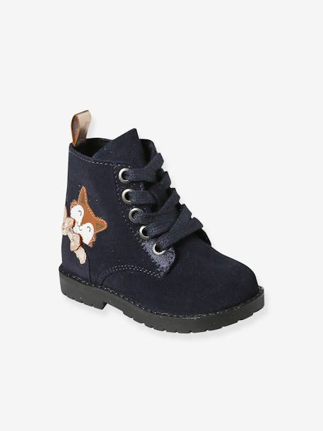 Leather Boots with Laces & Zips for Babies navy blue - vertbaudet enfant 