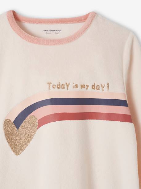 Pack of 2 'Love' Pyjamas in Velour for Girls old rose - vertbaudet enfant 