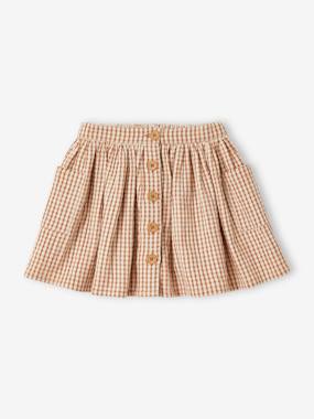 Gingham Skirt with Buttons  - vertbaudet enfant
