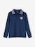 Polo Shirt with Chambray Collar + Patch, for Boys BLUE BRIGHT SOLID WITH DESIGN - vertbaudet enfant 