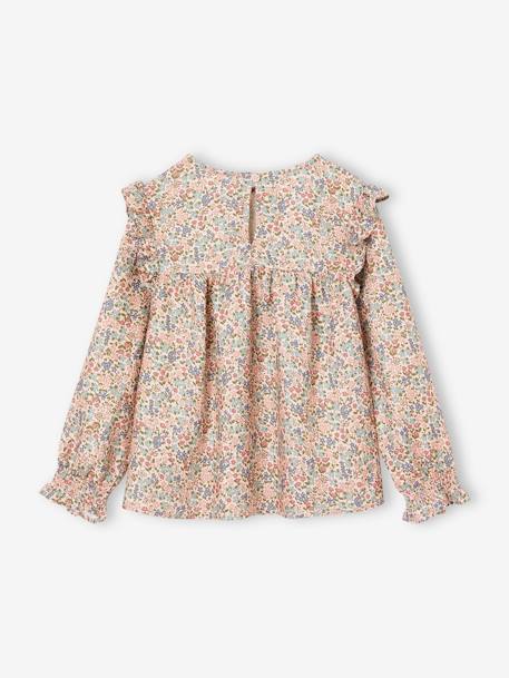 Floral Blouse with Ruffled Sleeves for Girls rosy - vertbaudet enfant 