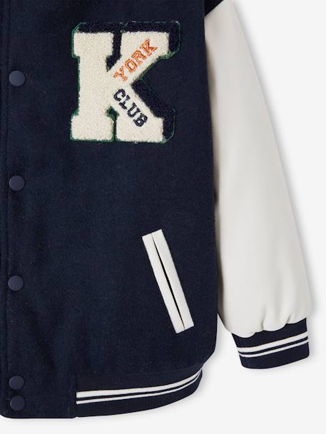College-type Jacket with Bouclé Knit Letter for Boys navy blue - vertbaudet enfant 