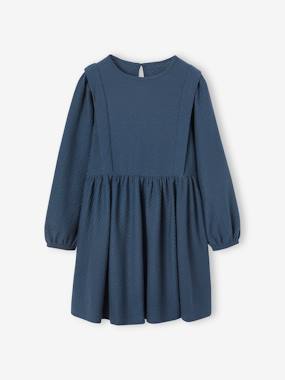 Long Sleeve Dress in Relief Fabric for Girls  - vertbaudet enfant