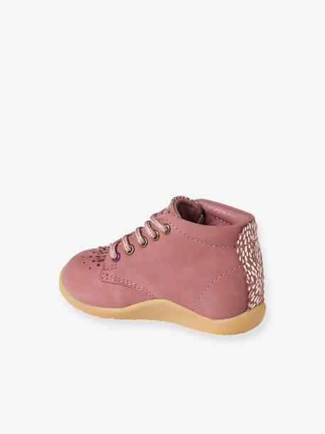 Pram Shoes in Soft Leather with Laces, for Babies, Designed for Crawling rose - vertbaudet enfant 