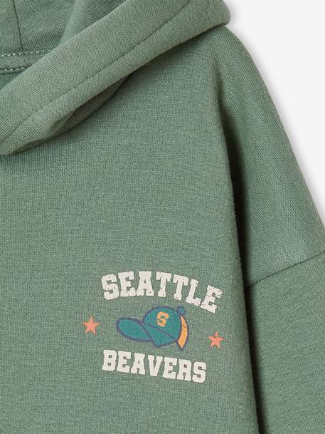 Hoodie with Large Nature-Inspired Motif on the Back, for Boys night blue+sage green - vertbaudet enfant 