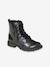 Bottines enfant fille vernies synthétique zippées noir+noir imprimé - vertbaudet enfant 