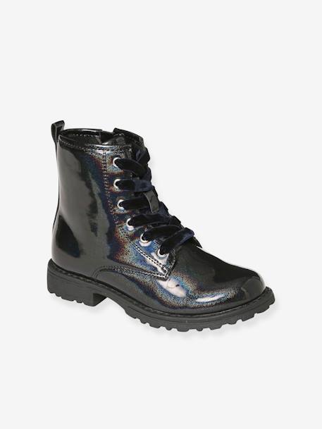 Patent Boots with Laces & Zip, for Girls black+printed black - vertbaudet enfant 