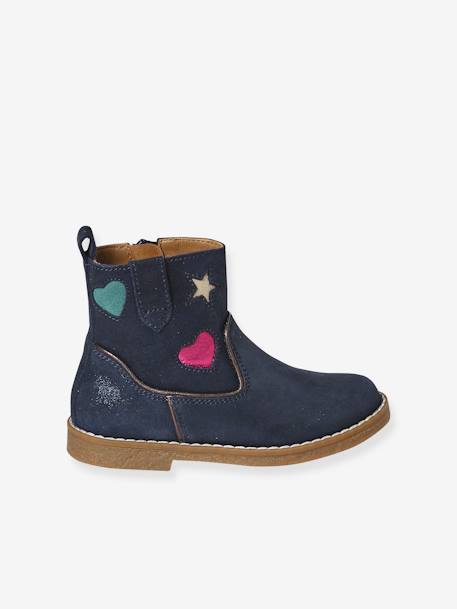 Leather Boots for Girls, Designed for Autonomy navy blue - vertbaudet enfant 
