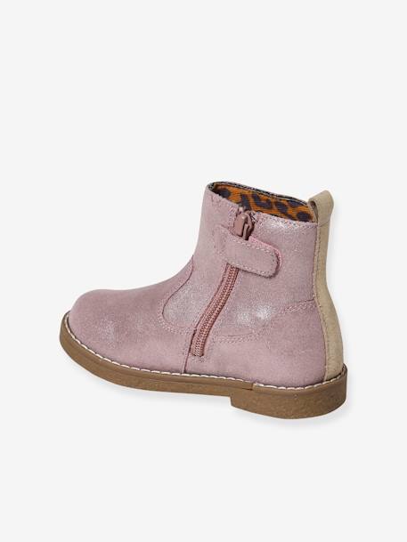 Boots coeur en cuir fille collection maternelle rose - vertbaudet enfant 